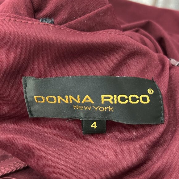 Donna Ricco Halter Dress Handkerchief Hem Burgundy Size 4 Elegant Evening Wear - Picture 5 of 10